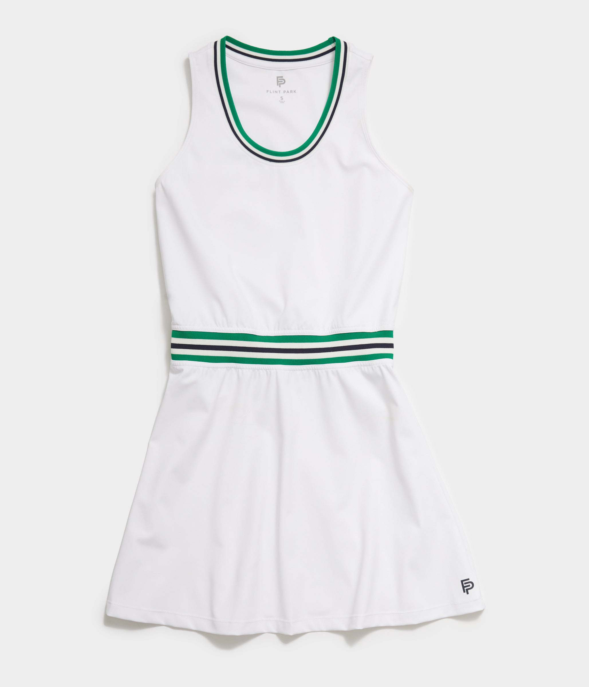 Women's Green Striped White Tennis Dress Flint Park Women's Green Striped White Tennis Dress Flint Park