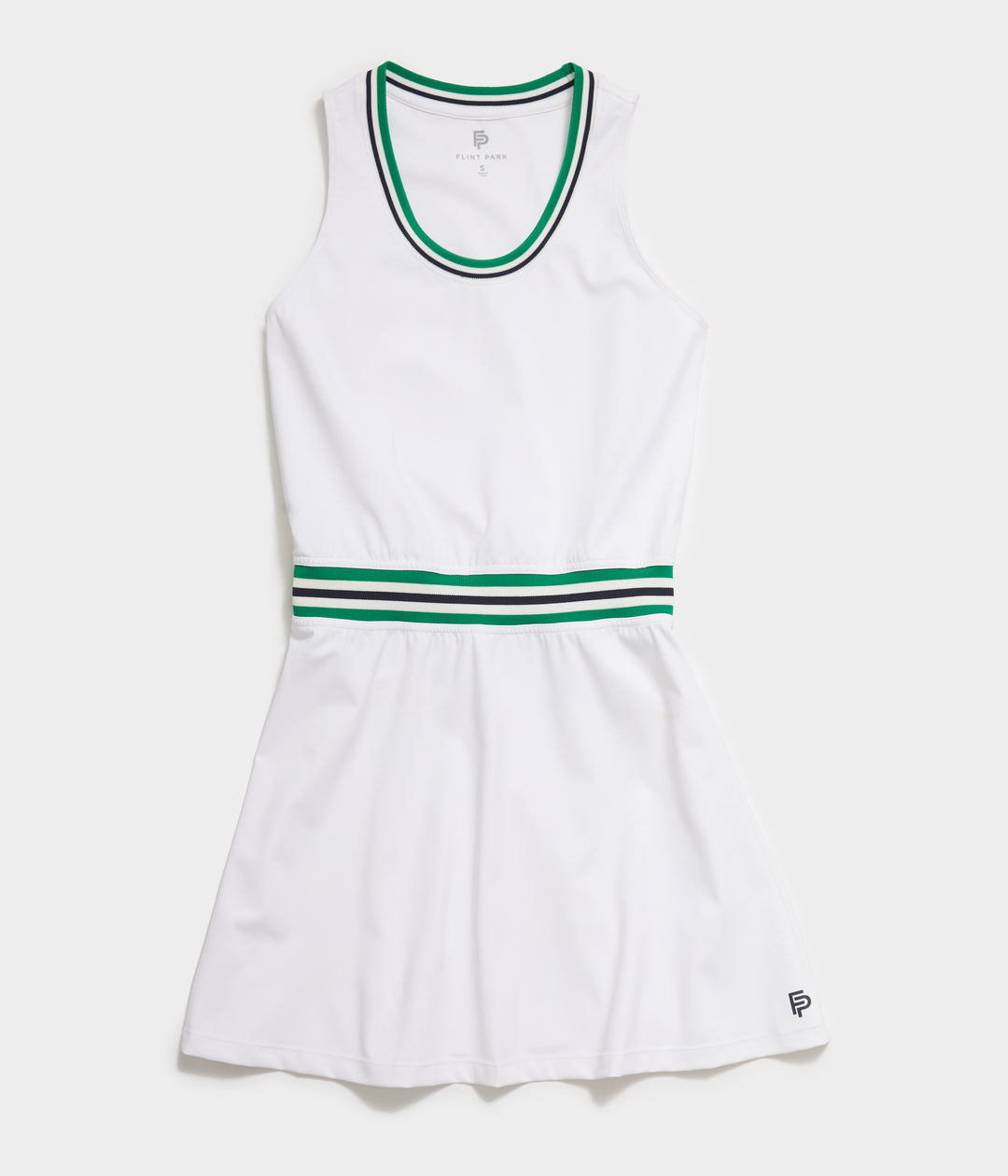 Women's Green Striped White Tennis Dress Flint Park Women's Green Striped White Tennis Dress Flint Park