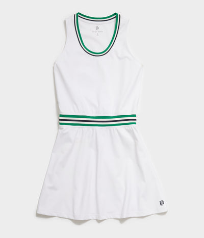 Women's Green Striped White Tennis Dress