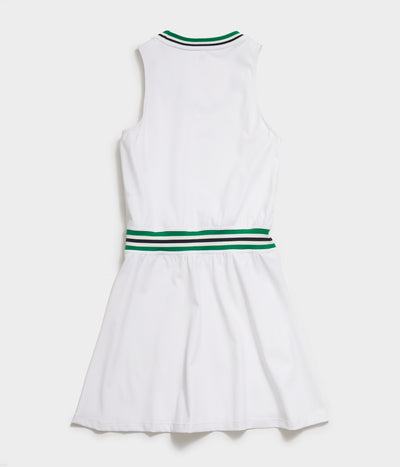 Women's Green Striped White Tennis Dress