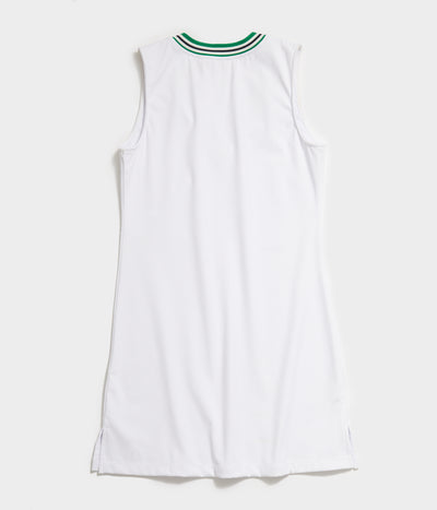 Women's Tipped V Neck White Tennis Dress