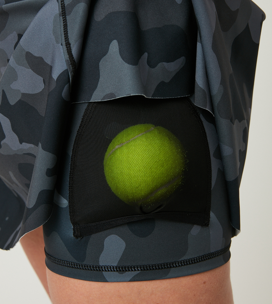Women's Advantage Tennis Skirt Black Camo Camouflage Ball Pocket