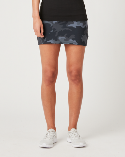 Women's Love 13" Tennis Skirt in Black Camo by Flint Park