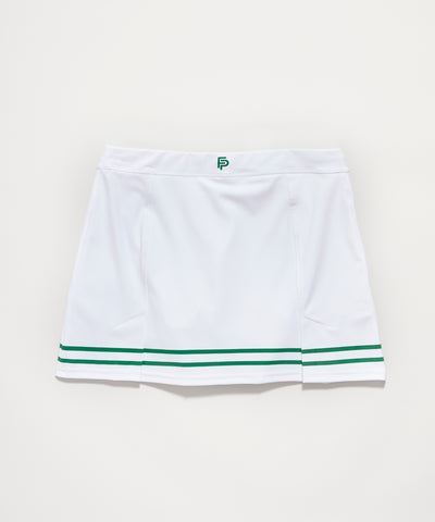 Women's Love Tennis Skirt with built in shorts in White and Kelly Green by Flint Park